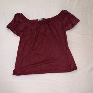 Red Suede Off the Shoulder